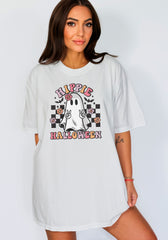 Hippie Halloween Floral Ghost Shirt, Halloween Party Ghost T-Shirt, Spooky Ghost Outfit, Cute Halloween Gift, Spooky Season Shirt, Ghost Tee