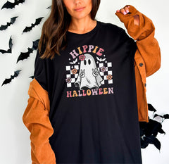 Hippie Halloween Floral Ghost Shirt, Halloween Party Ghost T-Shirt, Spooky Ghost Outfit, Cute Halloween Gift, Spooky Season Shirt, Ghost Tee