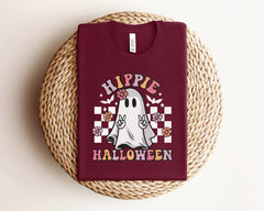Hippie Halloween Floral Ghost Shirt, Halloween Party Ghost T-Shirt, Spooky Ghost Outfit, Cute Halloween Gift, Spooky Season Shirt, Ghost Tee