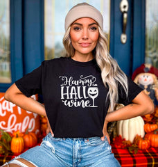 Happy Hallowine Shirt, Wine Lover T-Shirt, Wine Glass T-Shirt, Funny Halloween Shirt, Halloween Matching Outfit, Halloween Themed Tee
