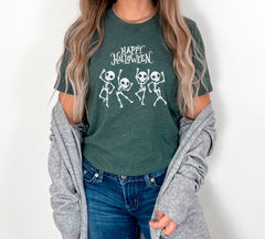 Happy Halloween Dancing Skeletons Shirt, Halloween Party Clothing, Spooky Season Gift, Happy Halloween T-Shirt, Funny Skeletons Shirt