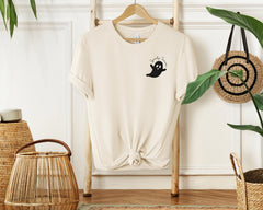 Spooky Season Ghost Pocket Shirt, Boo T-Shirt, Spooky Vibes Clothing, Minimalist Shirt, Spooky Ghost Halloween Tee, Halloween Gift for Her