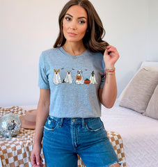 Halloween Dogs and Pumpkins T-Shirt, Halloween Dogs Shirt, Spooky Vibes Tee, Cute Ghosts T-Shirt, Spooky Season Outfit, Fall Season Shirt