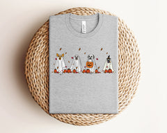 Halloween Dogs and Pumpkins T-Shirt, Spooky Season Outfit, Spooky Ghosts Shirt, Cute Dogs T-Shirt, Spooky Vibes Tee, Halloween Gift for Her