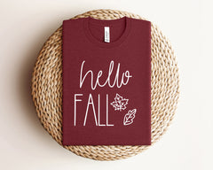 Hello Fall T-Shirt, Fall Vibes Clothing, Fall Lover Gift, Fall Season Outfit, Autumn Shirt, Fall Theme Tee, Cute Fall T-Shirt, Welcome Fall