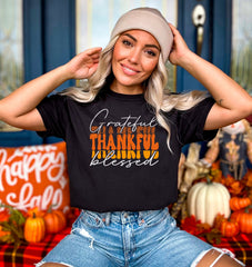 Grateful Thankful Blessed Shirt, Mom Thanksgiving Shirt, Thankful and Blessed T-Shirt, Thanksgiving Crewneck, Mother Gift, Thankful Shirt