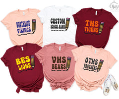 Custom School T-Shirts, Gift for Teacher, Mascot Team Shirts, Custom Mascot Shirt, Teacher Appreciation Gift, School Name Shirts