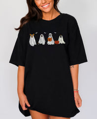 Halloween Dogs and Pumpkins T-Shirt, Halloween Dogs Shirt, Spooky Vibes Tee, Cute Ghosts T-Shirt, Spooky Season Outfit, Fall Season Shirt