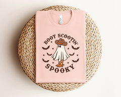 Boot Scootin Spooky Halloween Shirt, Cowboy Ghost T-Shirt, Western Halloween Shirt, Spooky Vibes Tee, Halloween Gift, Spooky Season Outfit