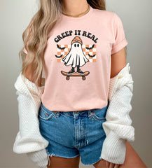 Creep It Real Boarding Ghost Kids and Adult Unisex Shirt, Ghost Riding Skateboard Tee, Gift for Skateboarder, Ghost Skateboarding, Boarding