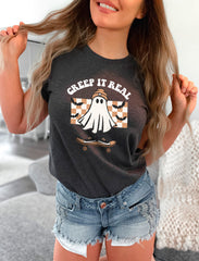 Creep It Real Boarding Ghost Kids and Adult Unisex Shirt, Ghost Riding Skateboard Tee, Gift for Skateboarder, Ghost Skateboarding, Boarding