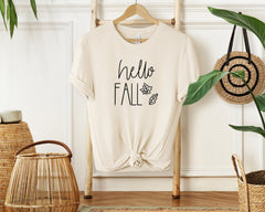 Hello Fall T-Shirt, Fall Vibes Clothing, Fall Lover Gift, Fall Season Outfit, Autumn Shirt, Fall Theme Tee, Cute Fall T-Shirt, Welcome Fall