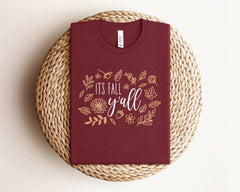 It's Fall Y'all T-Shirt, Fall Themed Outfit, Fall Lover Gift, Welcome Fall Shirt, Autumn Season Tee, Fall Vibes Shirt, Women's Fall Apparel