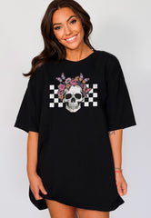 Bloom Skull Halloween Shirt, Skull with Flowers and Butterflies Tee, Halloween Party Outfit, Skull Shirt, Spooky Season T-Shirt, Funny Tee