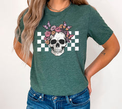 Bloom Skull Halloween Shirt, Skull with Flowers and Butterflies Tee, Halloween Party Outfit, Skull Shirt, Spooky Season T-Shirt, Funny Tee