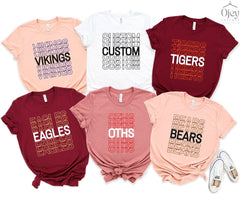 Custom School Mascot Shirts, College Spirit Tees, Personalized Mascot Shirts, Custom College Sports T-shirts for Teacher, Students and Staff