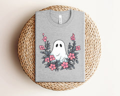 Floral Ghost Halloween T-Shirt, Ghost And Flowers Shirt, Spooky Season Tee, Halloween Matching Outfit, Spooky Vibes Shirt, Spooky Ghost Tee