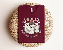 Ghouls Just Wanna Have Fun Halloween Shirt, Funny Ghost Tee, Retro Halloween Outfit, Dancing Ghouls T-Shirt, Halloween Party Clothing