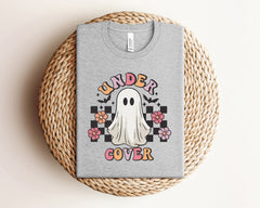 Under Cover Floral Ghost Halloween T-Shirt, Spooky Ghost Shirt, Halloween Ghost Outfit, Floral Ghost Tee, Halloween Gift, Retro Ghost Shirt