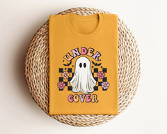 Under Cover Floral Ghost Halloween T-Shirt, Spooky Ghost Shirt, Halloween Ghost Outfit, Floral Ghost Tee, Halloween Gift, Retro Ghost Shirt