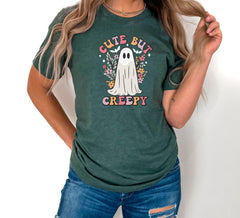 Cute But Creepy Floral Ghost Halloween T-Shirt, Spooky Season Shirt, Floral Ghost Tee, Cute But Creepy T-Shirt, Halloween Party Outfit