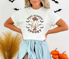 Boot Scootin Spooky Halloween Shirt, Cowboy Ghost T-Shirt, Western Halloween Shirt, Spooky Vibes Tee, Halloween Gift, Spooky Season Outfit