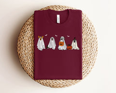 Halloween Dogs and Pumpkins T-Shirt, Halloween Dogs Shirt, Spooky Vibes Tee, Cute Ghosts T-Shirt, Spooky Season Outfit, Fall Season Shirt