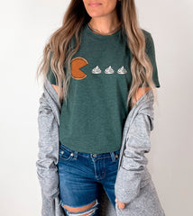 Pacman Pumpkin Pie Shirt, Pumpkin Pie And Whipped Cream Tee, Vintage Fall T-Shirt, Pumpkin Pie Tee, Fall Season Dinner Outfit, Pumpkin Lover
