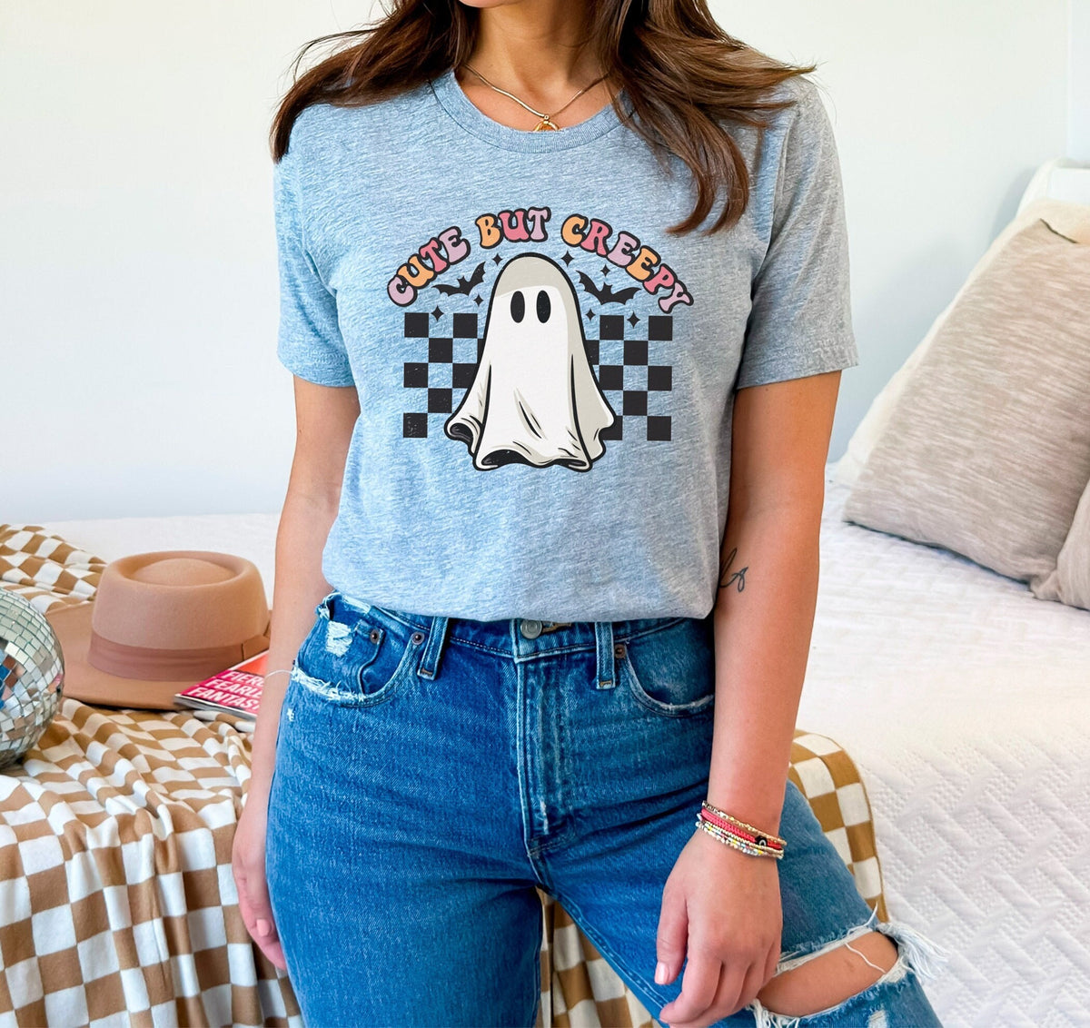 Cute But Creepy Ghost T-Shirt, Spooky Ghost Halloween Shirt, Spooky Vibes Tee, Spooky Season Clothing, Cute Halloween Gift, Retro Ghost Tee