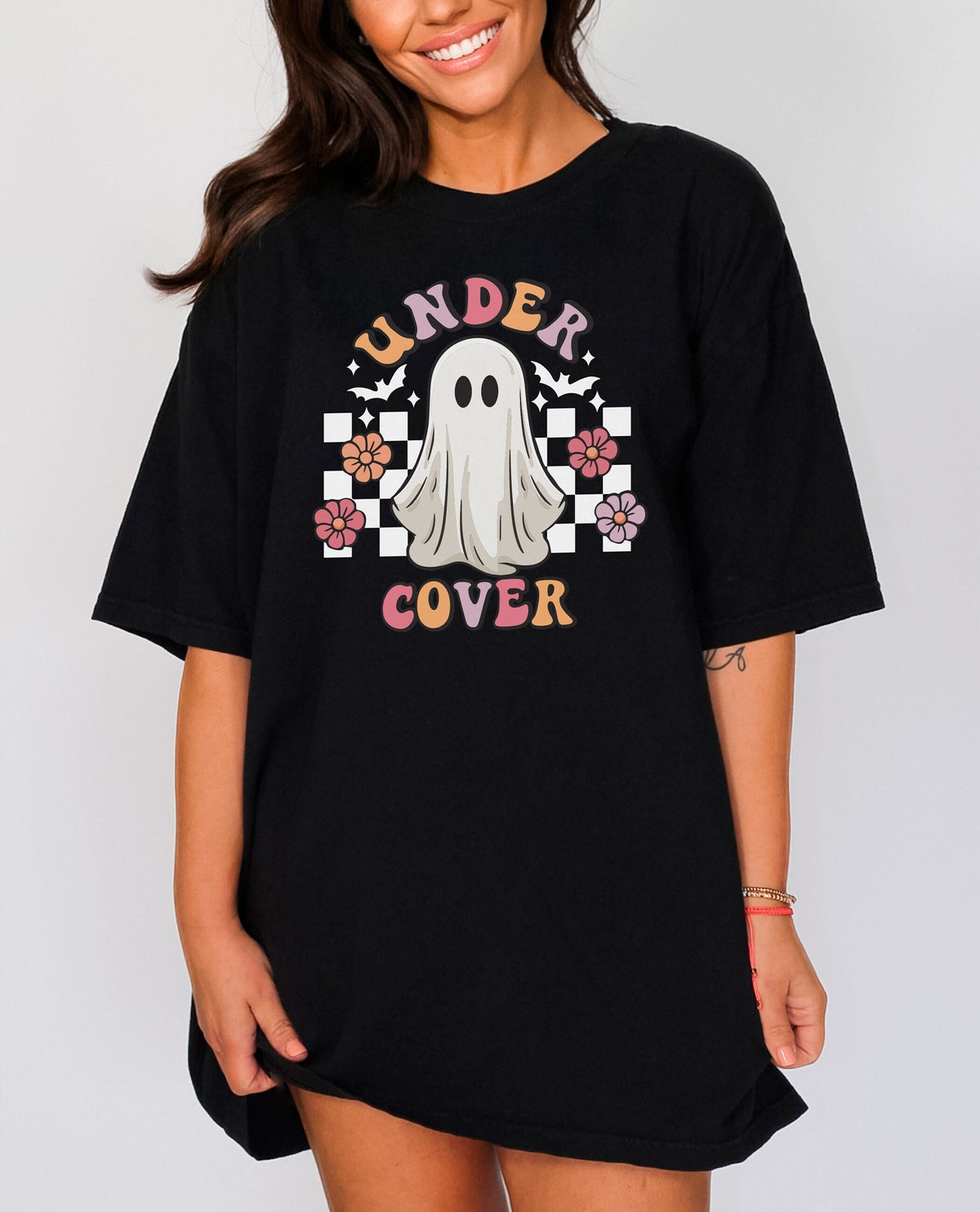 Under Cover Floral Ghost Halloween T-Shirt, Spooky Ghost Shirt, Halloween Ghost Outfit, Floral Ghost Tee, Halloween Gift, Retro Ghost Shirt