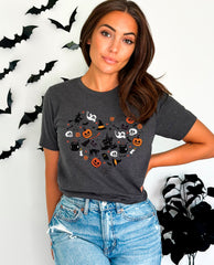 Halloween Doodles Heart T-Shirt, Vintage Halloween Tee, Pumpkin Patch Shirt, Pumpkin Season Tee, Mother Halloween Gift, Cute Halloween Shirt