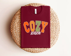 Cozy Season T-Shirt, Vintage Fall Shirt, Fall Themed Clothing, Fall Outfit Women, Cozy Vibes T-Shirt, Autumn Gift For Her, Fall Crewneck