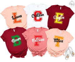 Custom Mascot Shirt - Custom School Shirt - School Spirit T-Shirt - School Mascot Tee, Favorite Team Name Shirt, Teacher Mascot Shirt - Gift