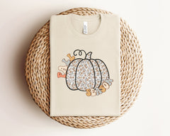 Fall Season T-Shirt, Floral Pumpkin Shirt, Pumpkin Patch Tee, Fall Clothing For Women, Pumpkin Lover Tee, Fall Season Shirt, Fall Lover Gift