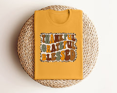 Thankful Grateful Blessed Shirt, Vintage Thanksgiving T-Shirt, Thankful And Blessed Shirt, Groovy Thanksgiving Tee, Thanksgiving Outfit