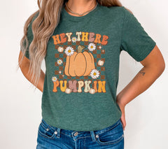 Hey There Pumpkin T-Shirt, Floral Pumpkin Shirt, Vintage Fall Tee, Pumpkin Patch Shirt, Women Fall Apparel, Cute Fall Gift, Pumpkin Lover