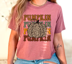 Leopard Pumpkin T-Shirt, Vintage Pumpkin Shirt, Pumpkin Patch Crew, Pumpkin Season Shirt, Women Fall Clothing, Pumpkin Lover Gift, Fall Tee