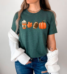 Pumpkin Spice Latte Autumn Leaf Football Pumpkin Shirt, Fall Themed Outfit, Fall Lover Gift, Pumpkin Patch Shirt, Fall Vibes Football Shirt