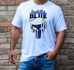 Back The Blue Punisher Skull Shirt, Law Enforcement T-Shirt, Blue Line Flag Back The Blue Shirt, Police Support Tee, Patriotic Outfit