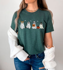 Halloween Dogs and Pumpkins T-Shirt, Halloween Dogs Shirt, Spooky Vibes Tee, Cute Ghosts T-Shirt, Spooky Season Outfit, Fall Season Shirt