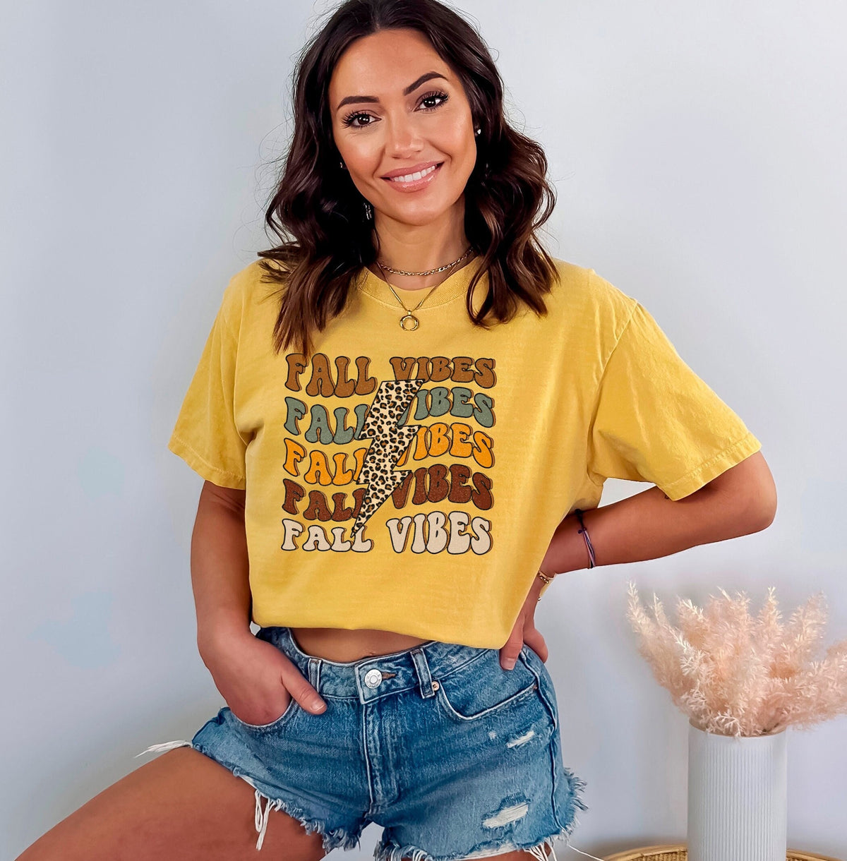 Fall Vibes Leopard Lightning Bolt T-Shirt, Vintage Autumn Shirt, Fall Season Tee, Groovy Fall Shirt, Fall Lover Gift, Women Fall Crewneck