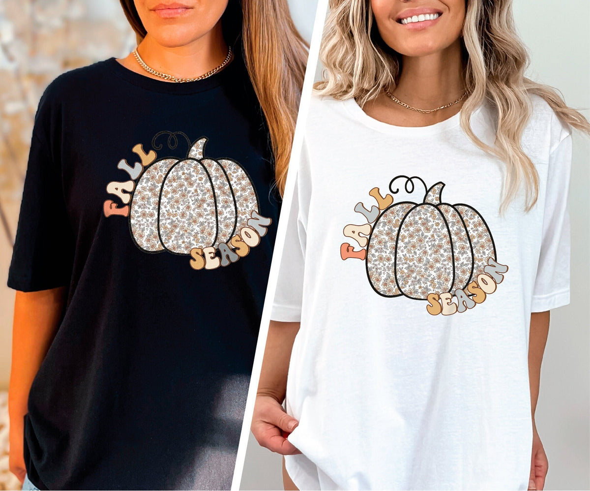 Fall Season T-Shirt, Floral Pumpkin Shirt, Pumpkin Patch Tee, Fall Clothing For Women, Pumpkin Lover Tee, Fall Season Shirt, Fall Lover Gift