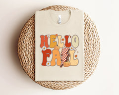 Hello Fall Lightning Bolt T-Shirt, Vintage Fall Shirt, Fall Season Tee, Hello Fall Shirt, Pumpkin Patch Tee, Women's Fall Apparel, Fall Gift