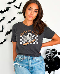 Creep It Real Ghost Riding Skateboard Shirt, Boarding Ghost Tee, Skateboarder Gift, Spooky Season Shirt, Halloween Party Tee, Spooky Vibes