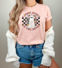 I Ghost People All Year Around Halloween T-Shirt, Retro Ghost Shirt, Floral Ghost Tee, Spooky Vibes Shirt, Halloween Gift For Her, Ghost Tee