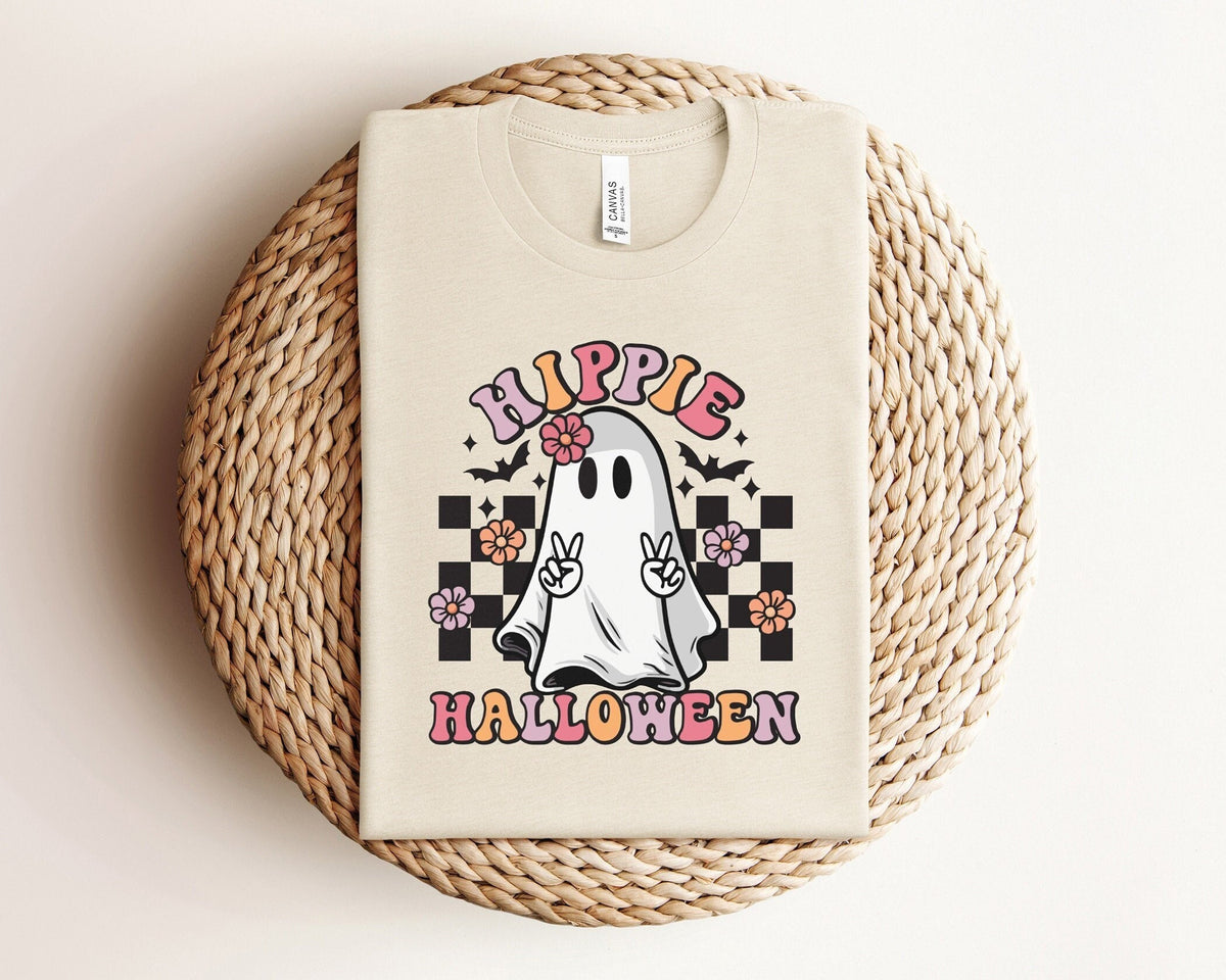 Hippie Halloween Floral Ghost Shirt, Halloween Party Ghost T-Shirt, Spooky Ghost Outfit, Cute Halloween Gift, Spooky Season Shirt, Ghost Tee