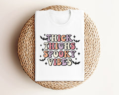 Thick Thighs Spooky Vibes Halloween Shirt, Thick Thighs Tee, Spooky Vibes T-Shirt, Spooky Season Shirt, Halloween Gift, Retro Halloween Tee