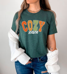 Cozy Season T-Shirt, Vintage Fall Shirt, Fall Themed Clothing, Fall Outfit Women, Cozy Vibes T-Shirt, Autumn Gift For Her, Fall Crewneck