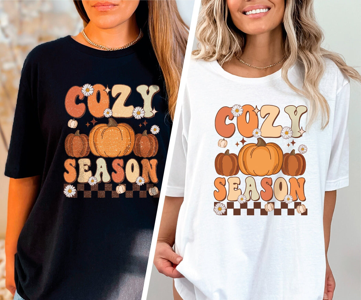 Vintage Cozy Season T-Shirt, Pumpkin Patch Tee, Fall Themed Shirt, Pumpkin Spice Lover Tee, Cozy Vibes Shirt, Retro Fall Crewneck, Fall Gift