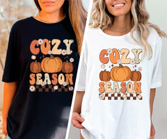 Vintage Cozy Season T-Shirt, Pumpkin Patch Tee, Fall Themed Shirt, Pumpkin Spice Lover Tee, Cozy Vibes Shirt, Retro Fall Crewneck, Fall Gift
